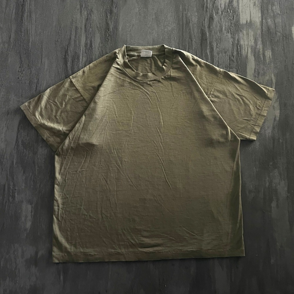 Vintage Single Stitch Blank T-Shirt Mens XL Olive Green 1990s Fruit of the Loom
